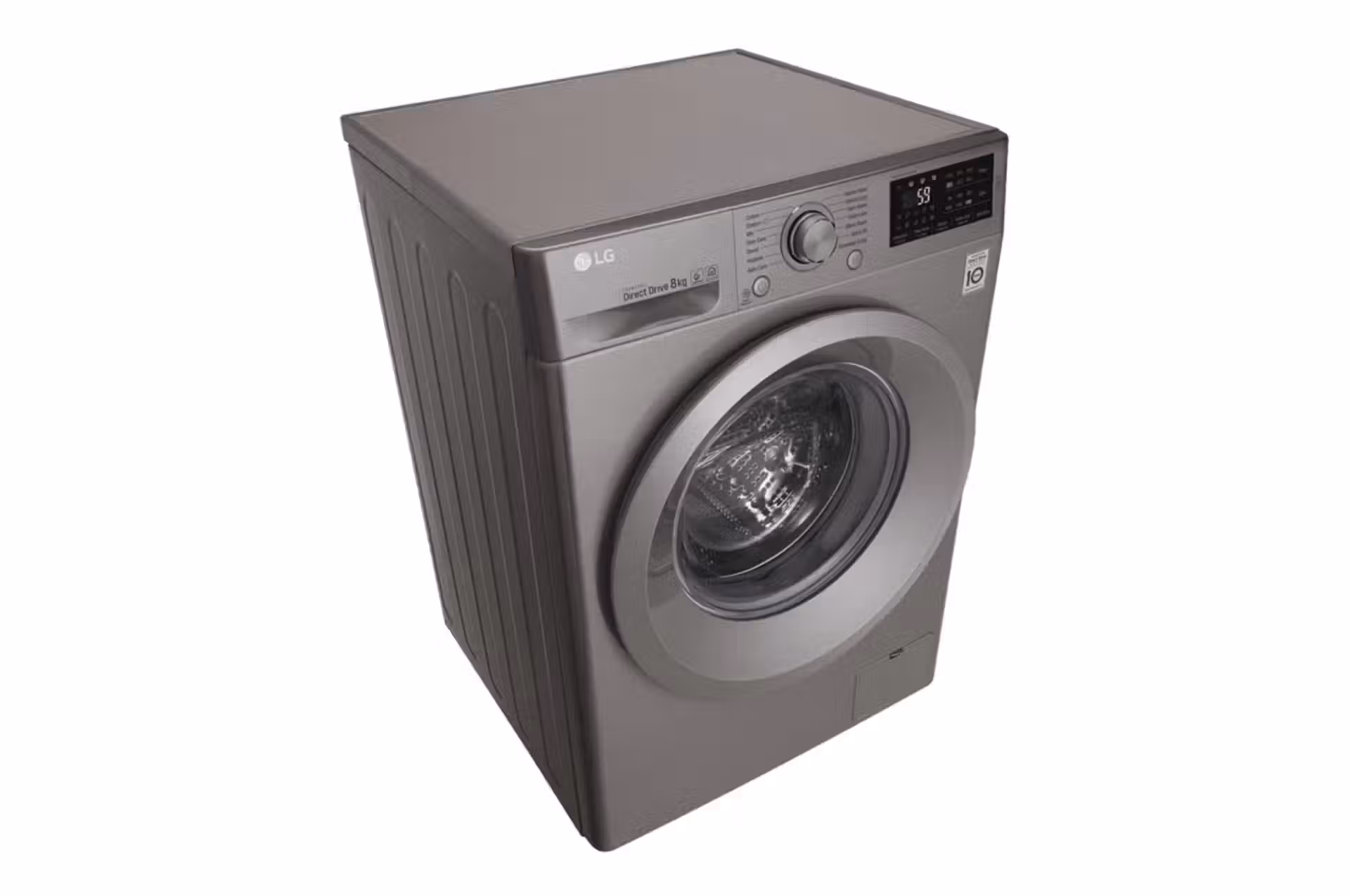 Lave-linge Machine à laver LG à chargement frontal (lavage uniquement), Capacité de charge : 8 kg, Argent, Moteur Inverter Direct Drive, 6 Mouvements associés DD, Diagnostic intelligent