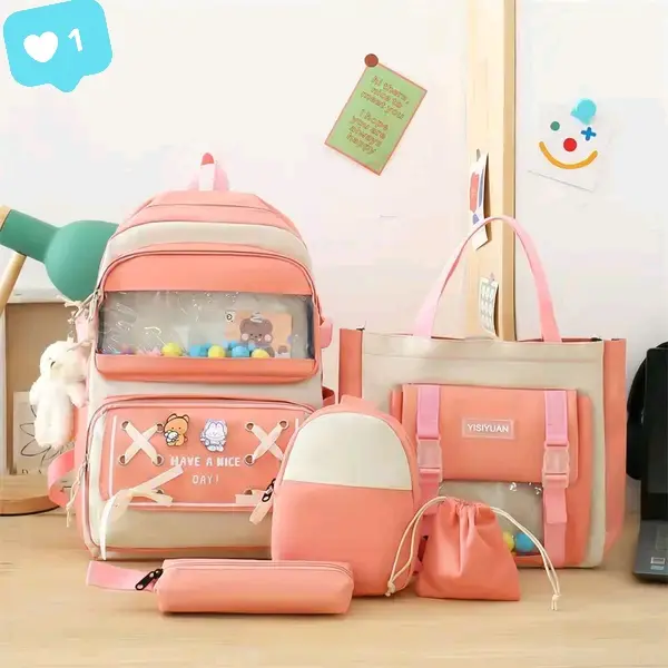 Sac à dos + sac à main + trousse + étui