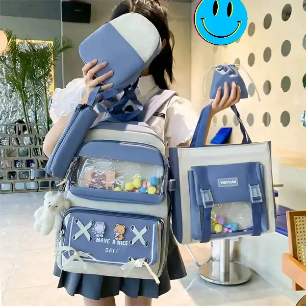 Sac à dos + sac à main + trousse + étui