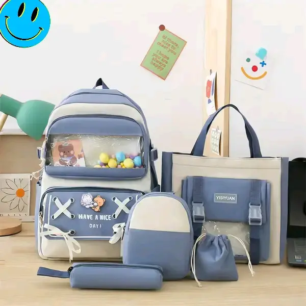 Sac à dos + sac à main + trousse + étui