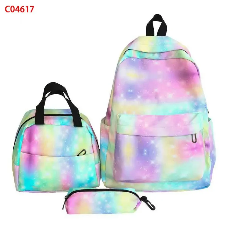 Sac à dos coloré + trousse + étui