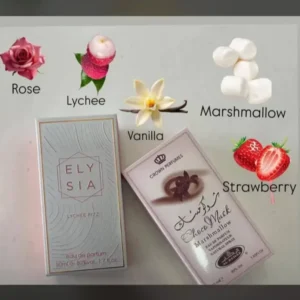 Collection de deux parfums : Elysia Lychee Fizz et Choco Musk d'Al-Rehab.