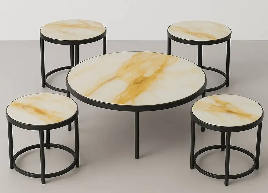 Ensemble de tables basses gigognes rondes