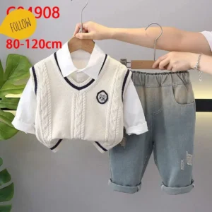 Ensemble trois pièces décontracté de style preppy