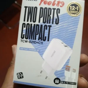 Chargeur rapide TECNO original de 20W à 2 ports