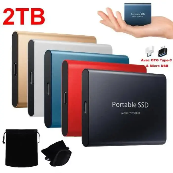 Disque dur externe SSD portable de 2 To
