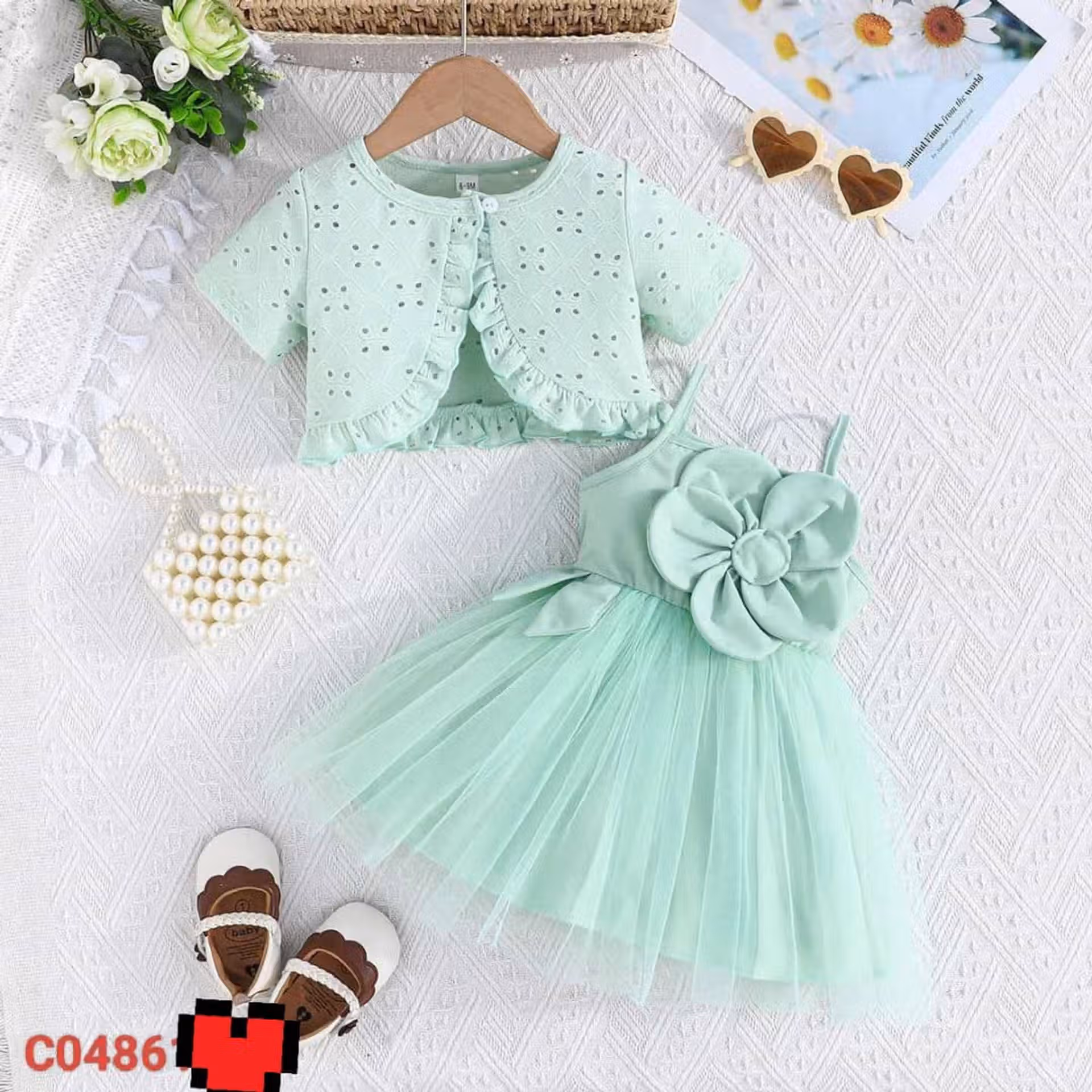 Ensemble robe et cardigan deux pièces pour bébé fille