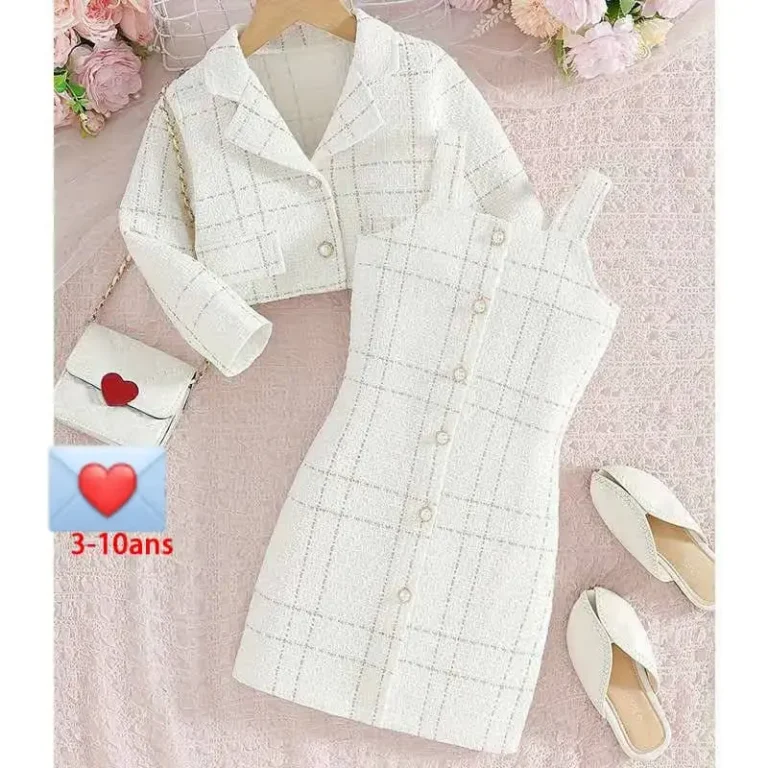 Ensemble deux pièces en tweed blanc