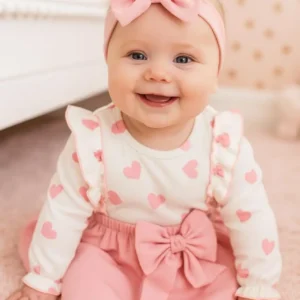 Ensemble jupe et haut à motif cœurs pour fille