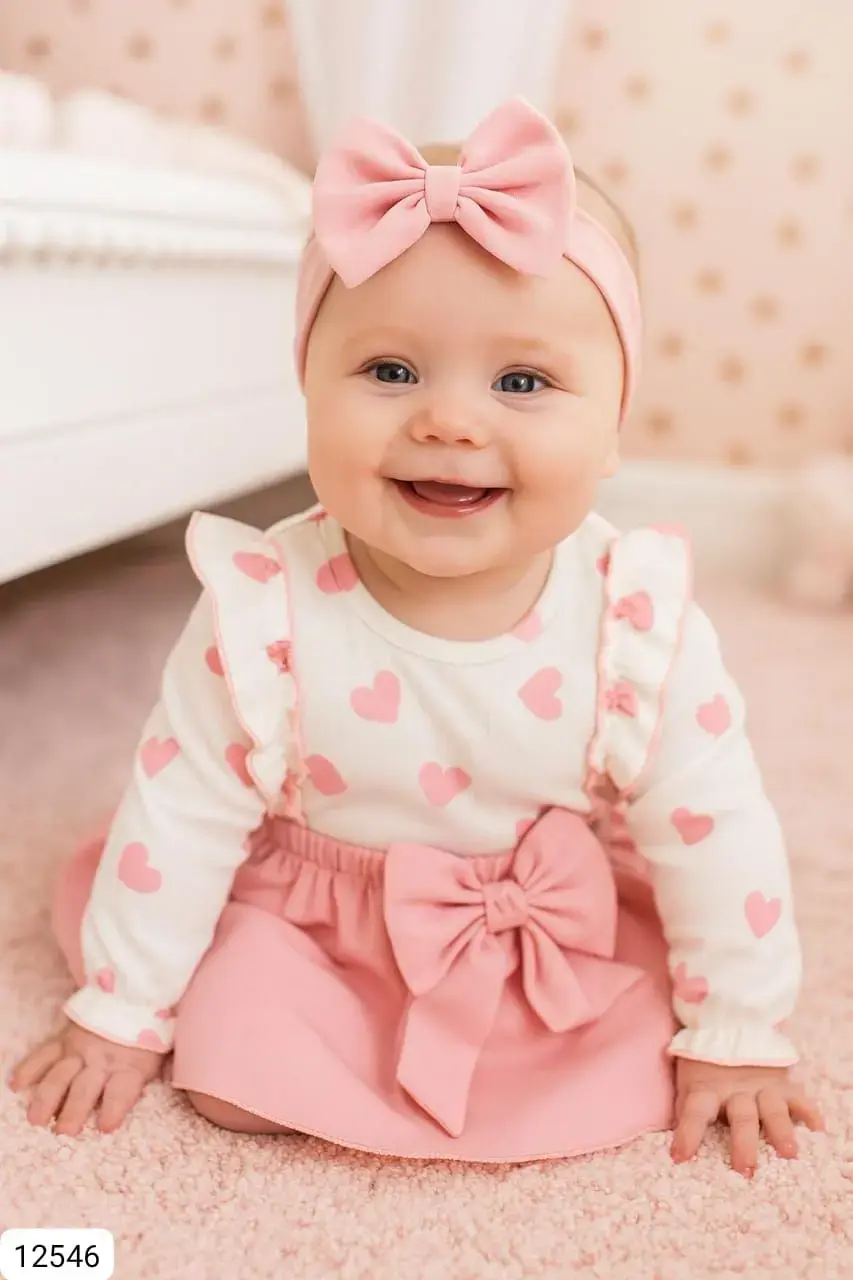 Ensemble jupe et haut à motif cœurs pour fille