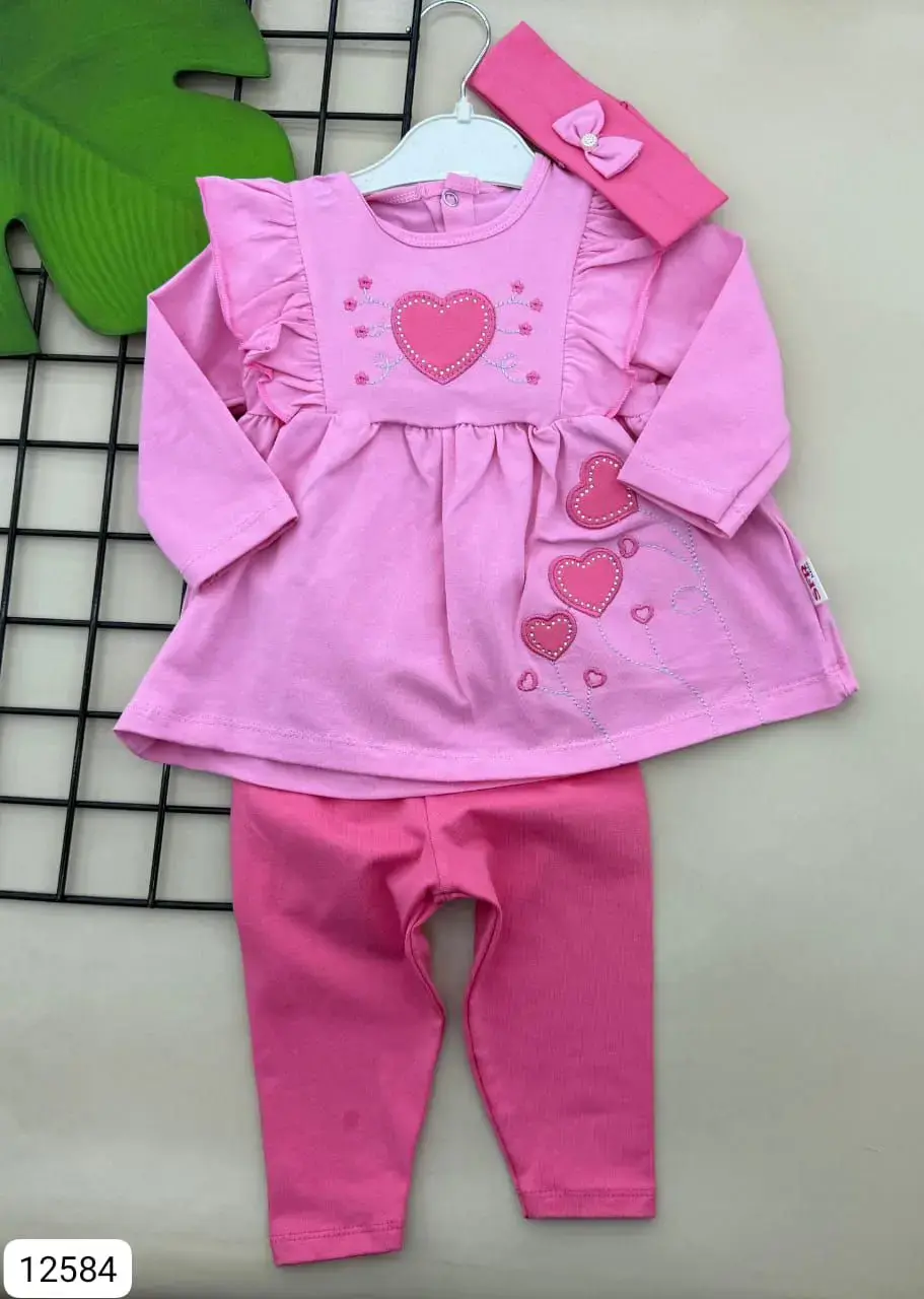 Ensemble 3 pièces rose pour bébé fille
