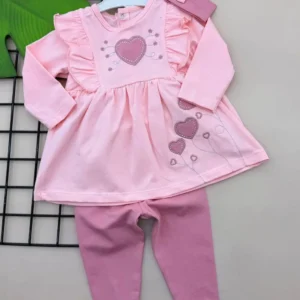 Ensemble 3 pièces rose pour bébé fille