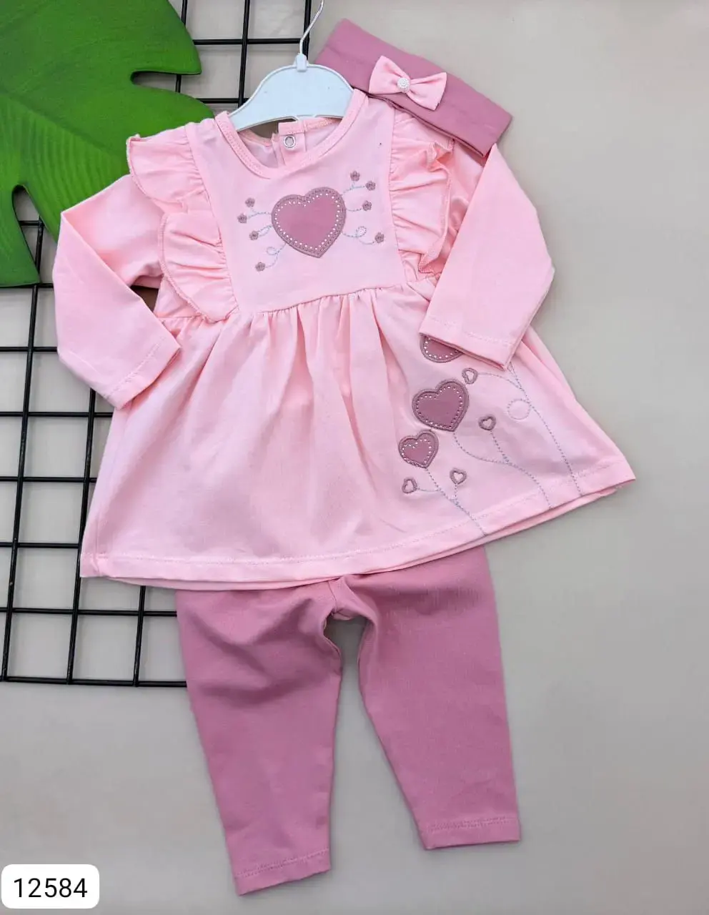 Ensemble 3 pièces rose pour bébé fille