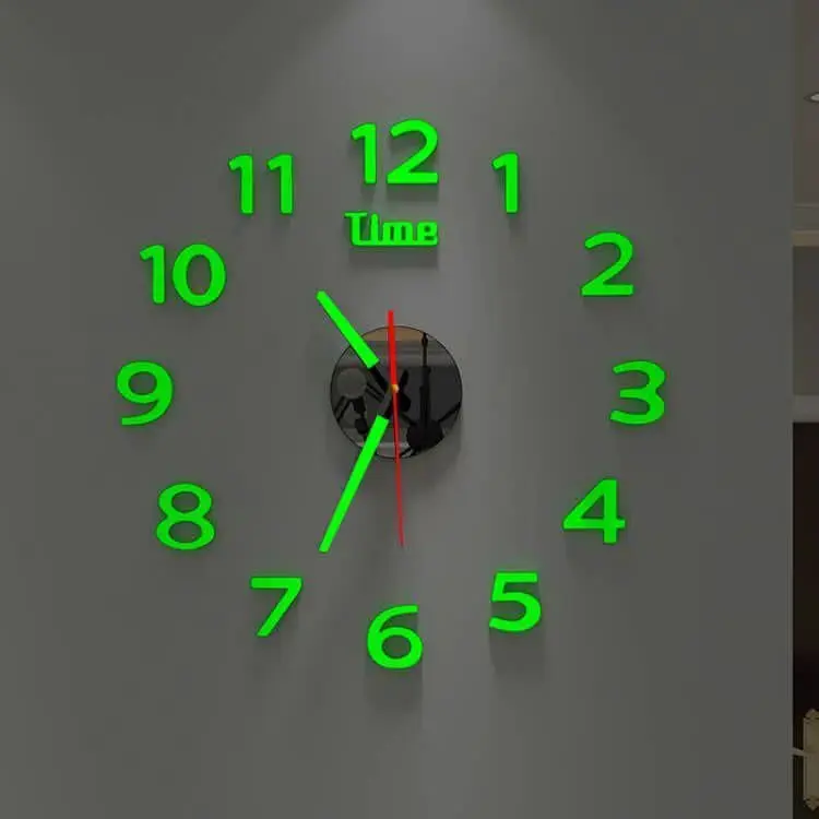 Horloge murale 3D autocollante lumineuse