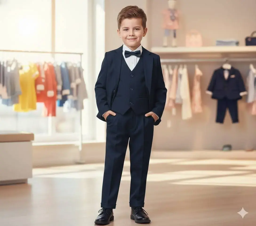 Costume trois pièces bleu marine pour enfants