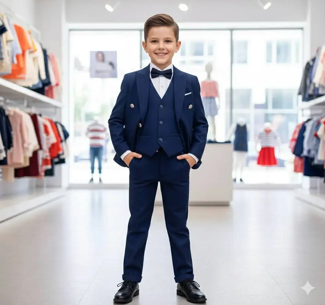 Costume trois pièces bleu marine pour garçon